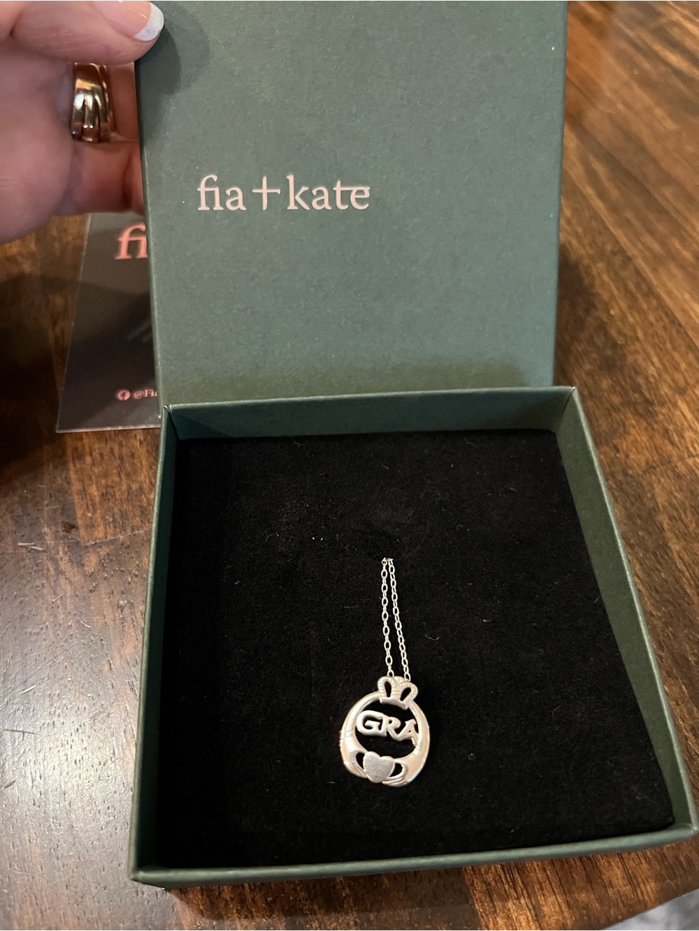 Fia + Kate Gra “ Love” Claddagh Silver Pendant Necklace , NIB, Made in Ireland